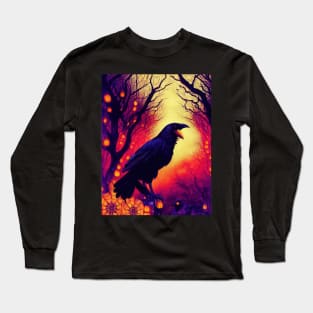 Crow halloween pumpkin Long Sleeve T-Shirt